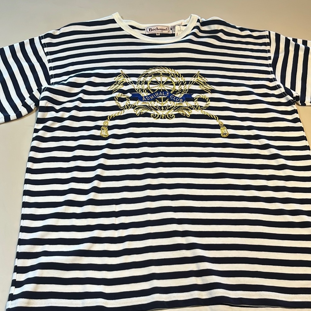 Bechamel Nautical pullover shirt navy/white